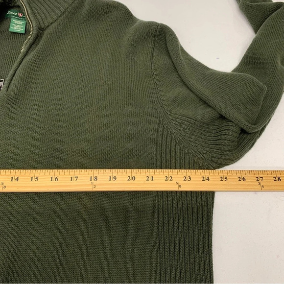 David Taylor  Mens Sweater XL Olive Green  1/4 Zip Fleece Collar Cotton Rib Knit - Picture 9 of 10